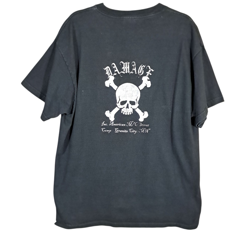 Y2k Vintage Mudclap Girl Mens XL Black Skull Damage‎ Inc White Trash Awareness - Picture 4 of 11